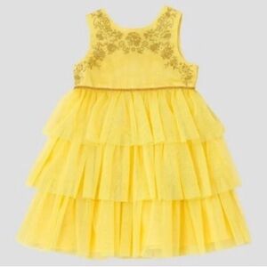 Disney Beauty and the Beast Belle Yellow Rose Toddler Dress 5T EUC